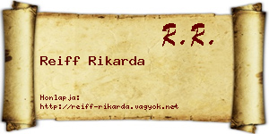Reiff Rikarda névjegykártya